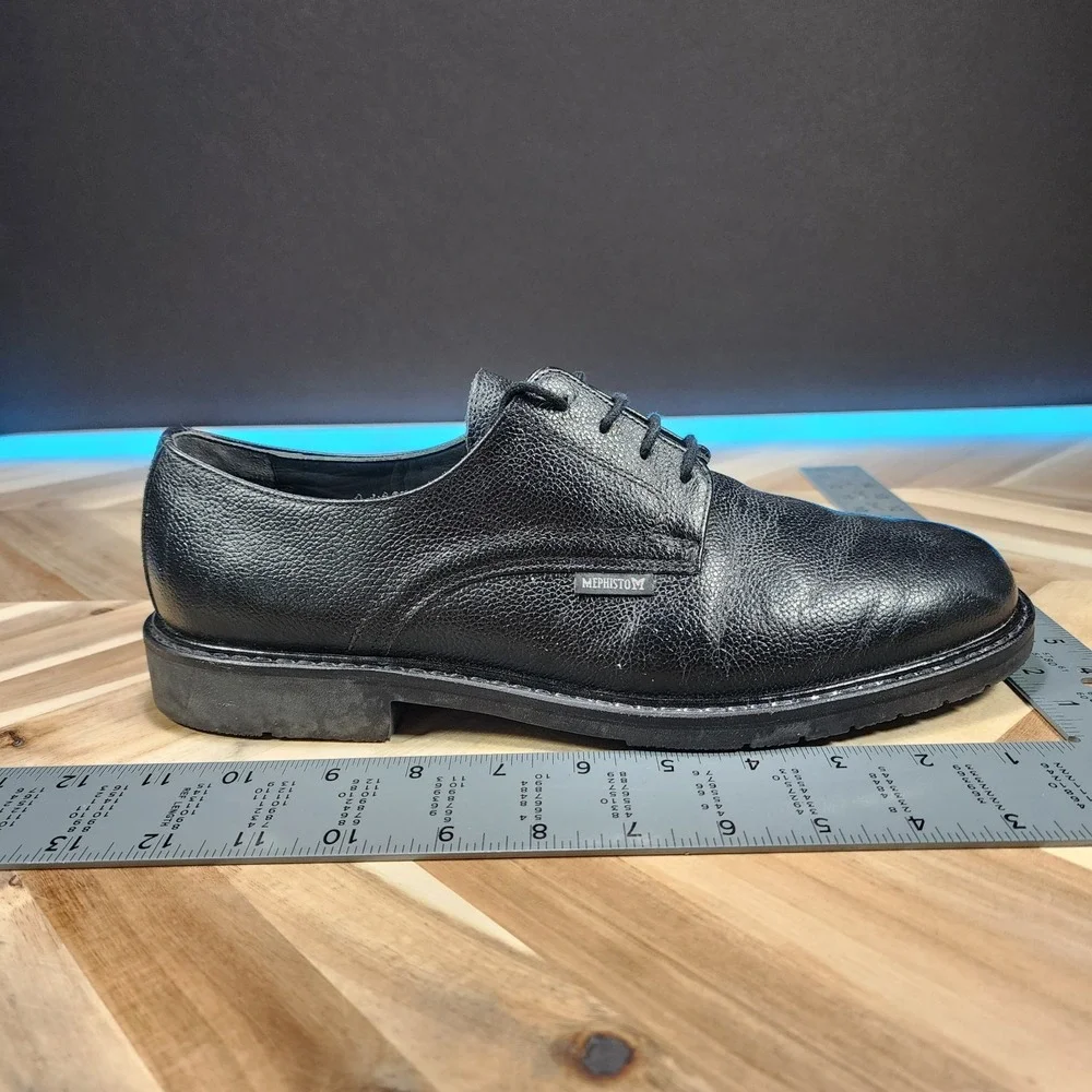 Mephisto Marlon Pebbled Leather Black Derby Shoes Mens US 12 Walking Comfort